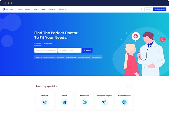 Directorist dDoctors Doctor and Hospital Directory Theme for WordPress 1.12 GPL Theme