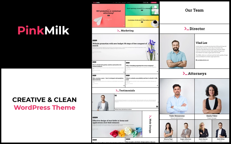PinkMilk WordPress Theme – Creative And Clean Theme For Corporate Websites 1.0.0 GPL Theme