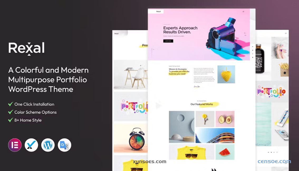 Rexal A Colorful Portfolio WordPress Theme 2.3 GPL Theme