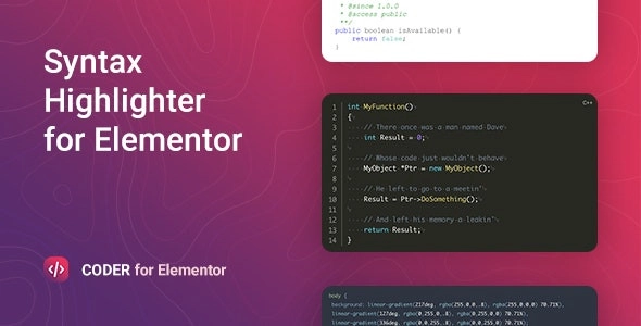Coder – Syntax Highlighter for Elementor 1.0.9 GPL Plugins 1 Coder – Syntax Highlighter for Elementor 1.0.9 GPL Plugins