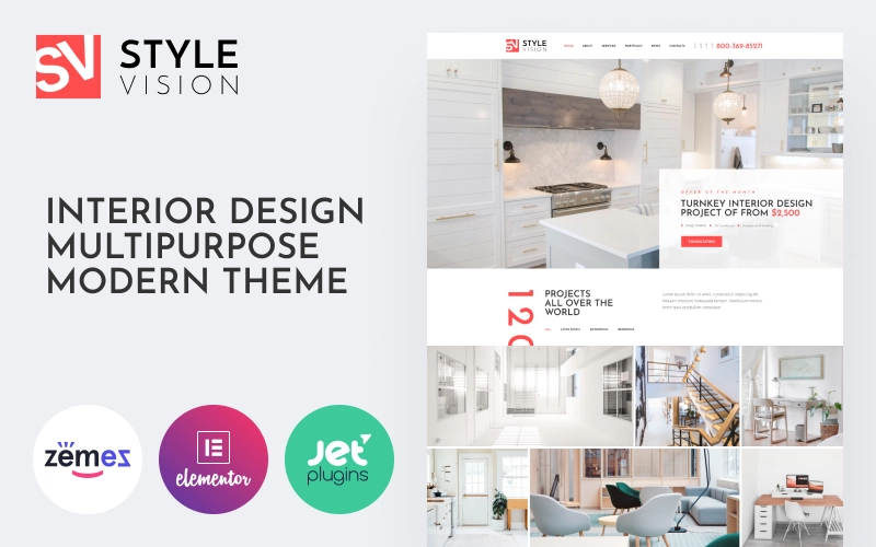 Style Vision Interior Design Multipurpose Modern WordPress Elementor Theme WordPress Theme 1.0.1 GPL Theme